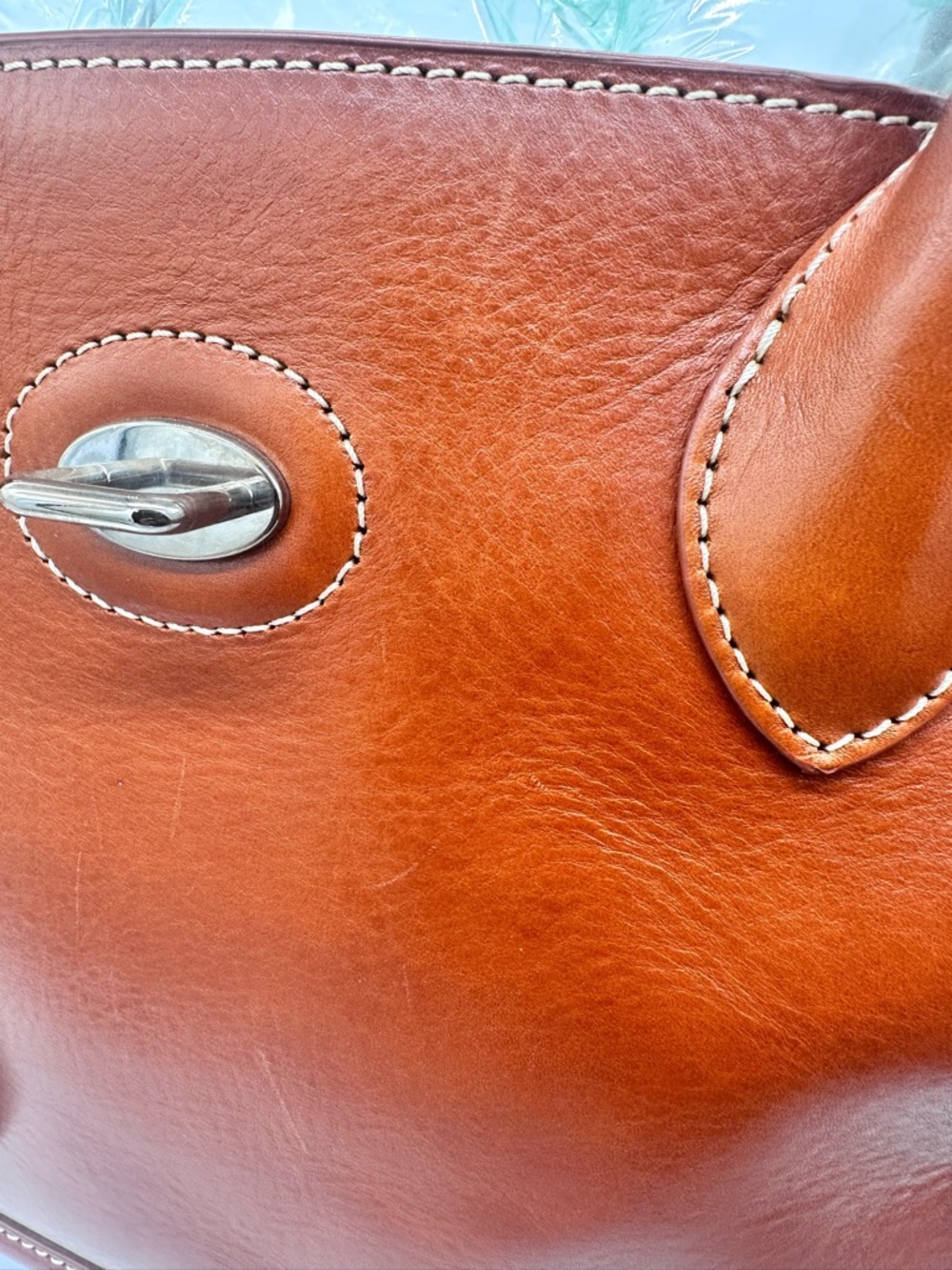 ooney & Bourke Florentine Toscana Side Zip Satchel - Caramel Leather - Picture 12 of 14